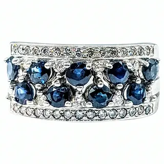 Stylish Diamond & Sapphire Dress Ring