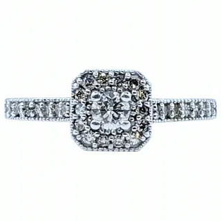 Diamond Halo Engagement Ring with Milgrain