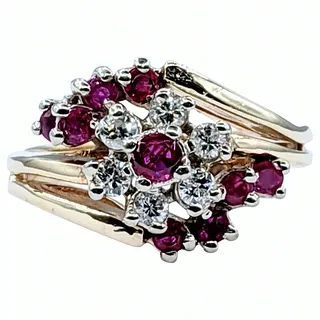 Sophisticated Ruby & Diamond Cluster Ring