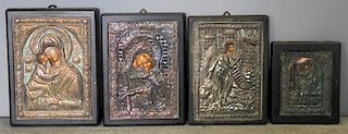SILVER. Grouping of Greek Icons.