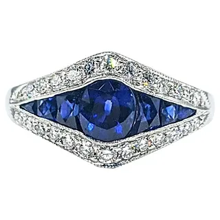 Royal Blue Sapphire & Diamond Dress Ring