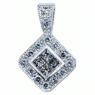 Glittering Princess Cut Diamond Pendant