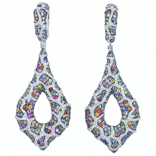 Breathtaking Multicolor Sapphire & Diamond Drop Earrings
