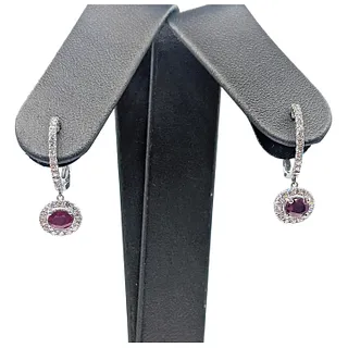 Beautiful Ruby & Diamond Dangle Earrings