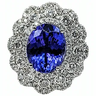 Delightful Tanzanite & Diamond Cocktail Ring