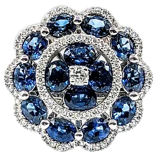 Glamorous Sapphire & Diamond Cocktail Ring