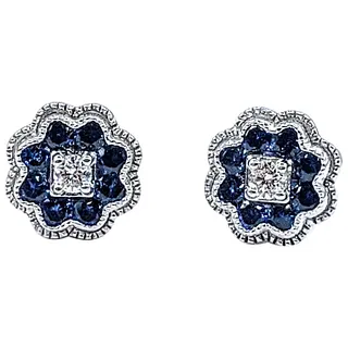 Stylish Diamond & Sapphire Stud Earrings