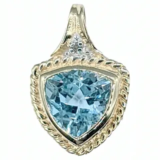 Bright Blue Topaz & Diamond Pendant