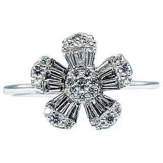 Contemporary Diamond Floral Dress Ring