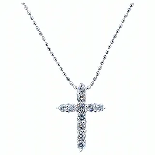 Sparkling Diamond & Platinum Cross Pendant Necklace