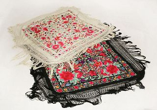 A black silk piano shawl