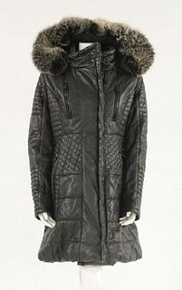 A Giorgio & Madrio of Paris black leather padded coat