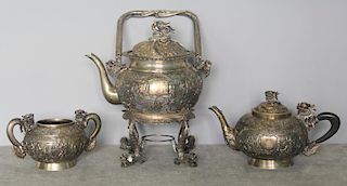 SILVER. Chinese Export Silver Tea Set.