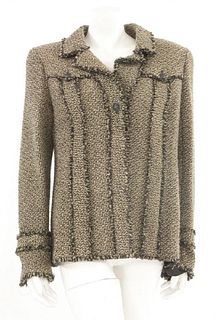 A Chanel black and taupe tweed jacket