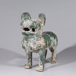 Chinese Ceramic Green Glazed Dog