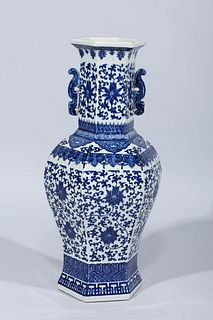 Chinese Tall Porcelain Blue & White Vase