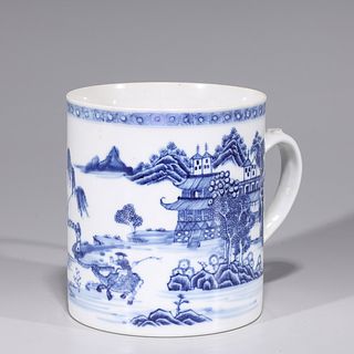 Large Chinese Blue & White Porcelain Mug