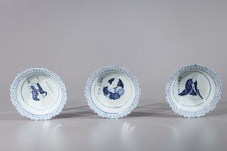 Group of Three Chinese Blue & White Porcelain Dishes