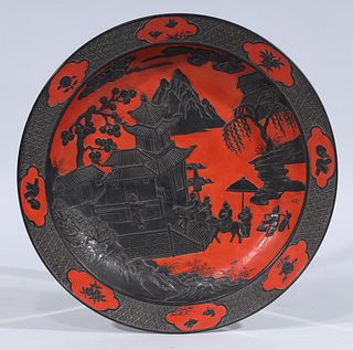 Chinese Porcelain Red Charger