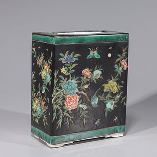 Chinese Enameled Porcelain Famille Verte Vase
