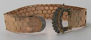 JEWELRY. 14kt Rose Gold and Diamond Buckle Form