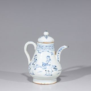 Chinese Ming Style Blue & White Porcelain Teapot