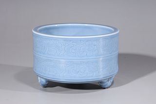 Chinese Blue Porcelain Basin