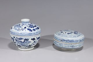 Two Chinese Blue & White Covered Porcelains