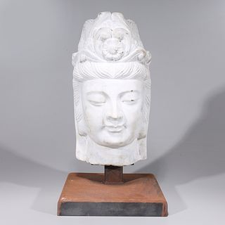 Chinese Marble Buddha Head Statue