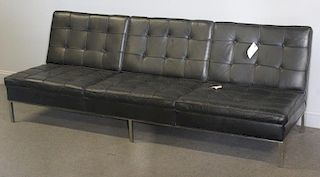 Midcentury Florence Knoll Armless Leather Sofa.