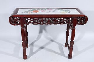 Chinese Hardwood & Porcelain Altar Table