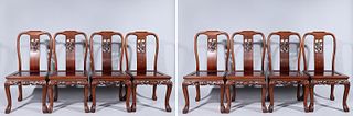Set of Eight Chinese Carved Chairs