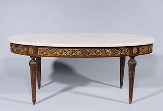 French Style Oval Marble Topped Table