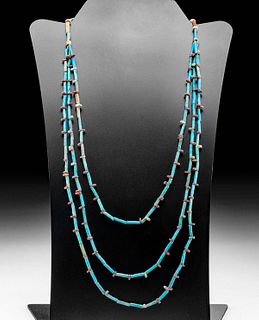Egyptian Faience Bead Three Strand Necklace