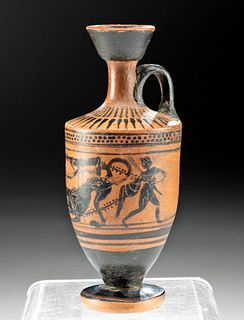 Greek Attic Pottery Lekythos - Herakles & Nemean Lion