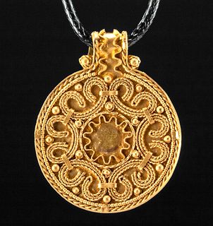 Elegant 9th C. Viking Gold Bracteate Pendant