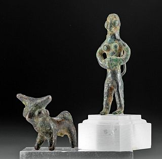 Luristan Bronze Figure & Hittite Leaded Bronze Bull