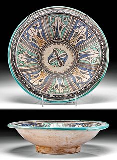 19th C. Moroccan Talavera Pottery Plate, ex-Museum