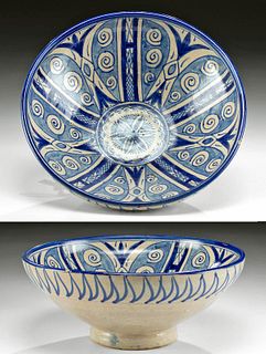 19th C. Moroccan Fassi Blue-On-White Bowl, ex-Museum