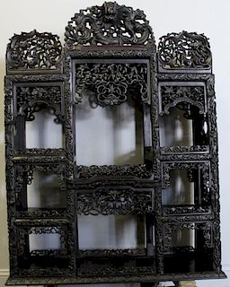 Antique Finely & Highly Carved Asian Etagere.