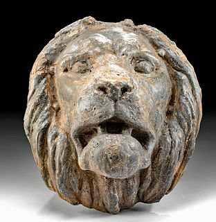 19th C. European Plaster & Wood Lion Head Protome