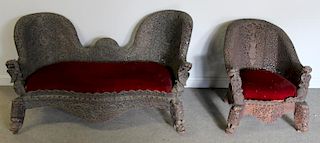 Antique Highly Carved Anglo Indian Padouk Sofa &