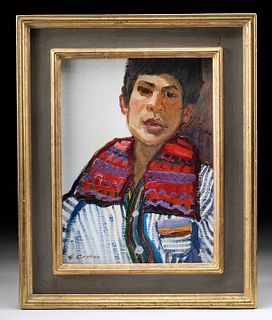 Framed Signed G. Crites Painting "Guatemalan Boy" 1994