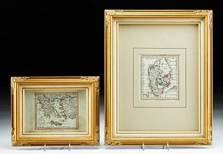 2 Framed 18th C. Faden Maps  - Greece & Denmark