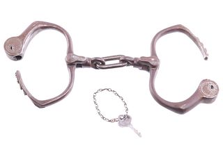 RARE 1899 Bean Silver City Wrought Iron Handcuffs