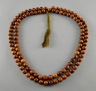 Chinese hardwood bead necklace made up of 108 uniform beads,