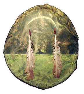 RARE Pawnee Painted War Shield 19th Century