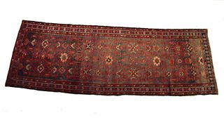 1930's Bijar Persian Hand Knotted Wool Runner Rug