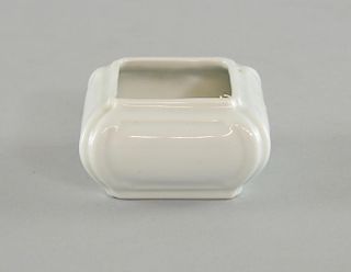 Chinese white ground pot of bulbous square section, 8cm square,
