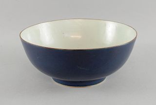 Chinese blue ground bowl on round foot, 26.5cm diameter,